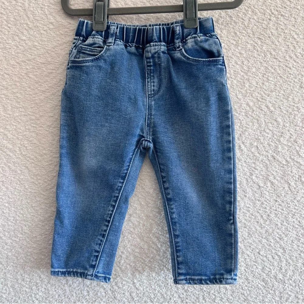 Zara Infant Soft Stretch Blue‎ Denim Elastic Waist Jeans Size 18-24 Months